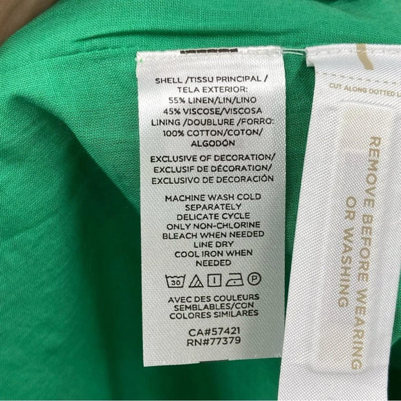 NWT Ann Taylor Linen Blend Green Floral Midi Dress Size 8P Garden Party - Picture 11 of 13